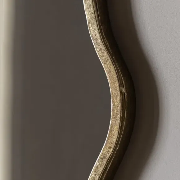 Round Wall Mirror Wavy Design - Gold