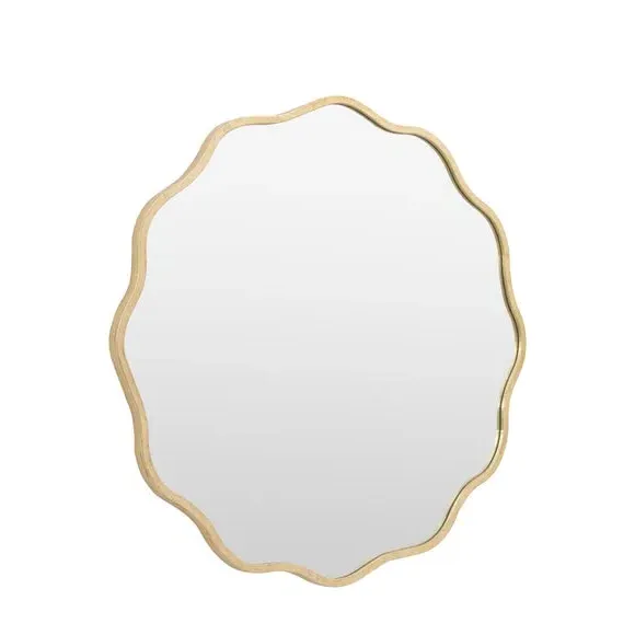 Round Wall Mirror Wavy Design - Gold