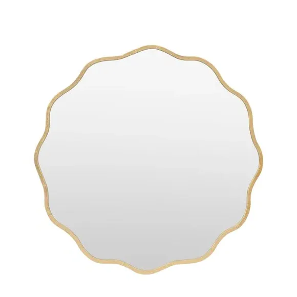 Round Wall Mirror Wavy Design - Gold