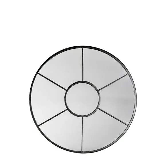Round Wall Mirror Window Style - Black, Metal image