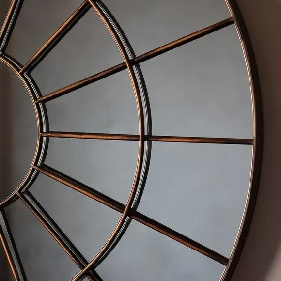Round Wall Mirror Window Style - Bronze, Metal