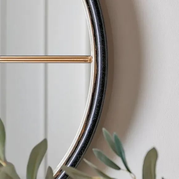 Round Wall Mirror Window Style - Gold