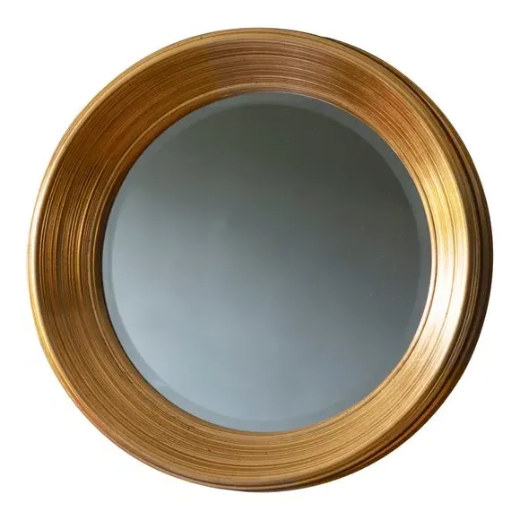Round Wall Mirror with 3D Frame - Gold, Wood
