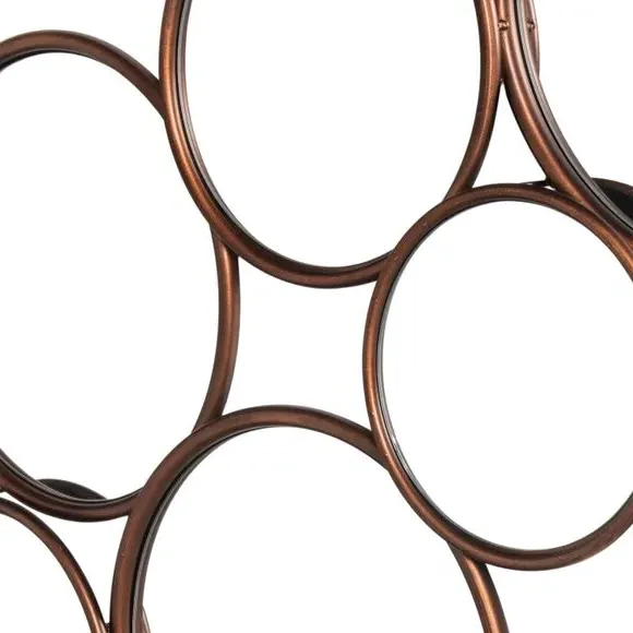 Round Wall Mirror with Copper Edging - Brown