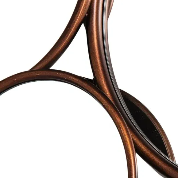 Round Wall Mirror with Copper Edging - Brown