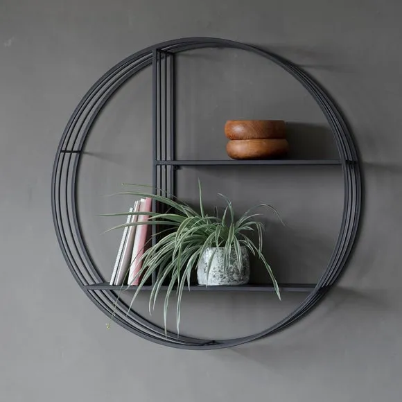 Round Wall Storage Unit - Black, Metal