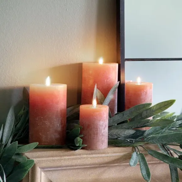 Rustic Pillar Candle - Amber