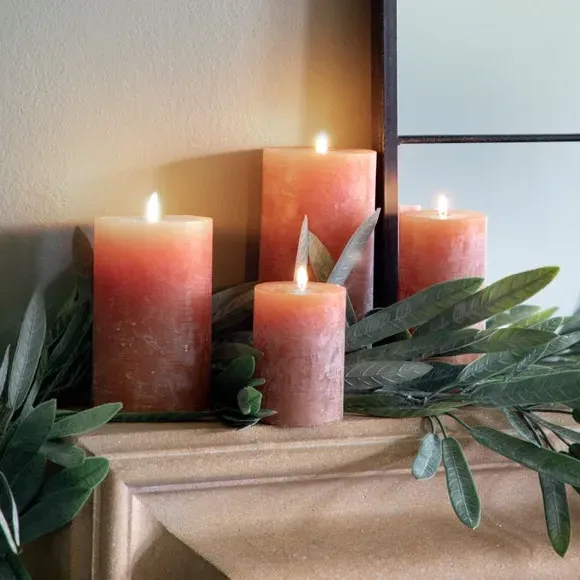 Rustic Pillar Candle - Amber