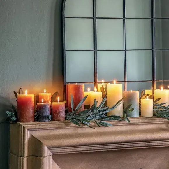 Rustic Pillar Candle - Amber