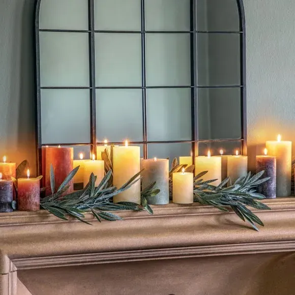 Rustic Pillar Candle - Sage