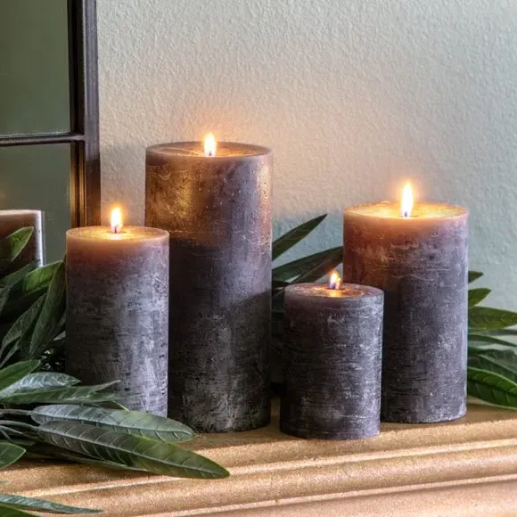 Rustic Pillar Candle - Slate