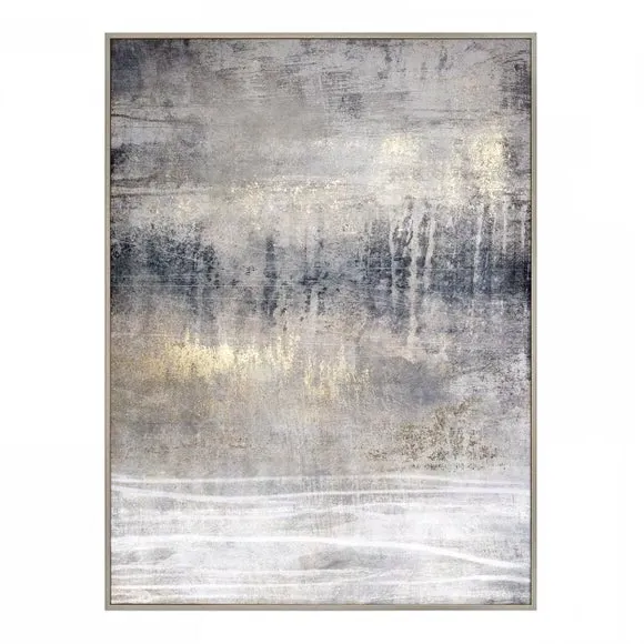 Set of 2 Abstract Framed Canvases - Gold
