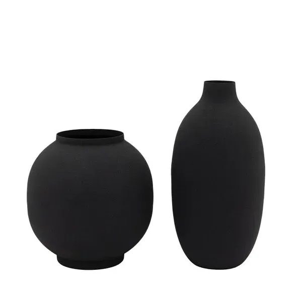 Set of 2 Asymmetric Vases - Black, Metal image