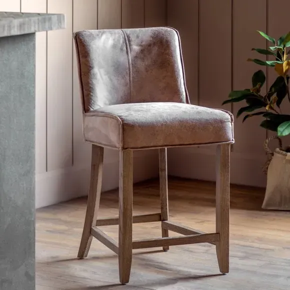Set of 2 Bar Stools - Brown, Leather image