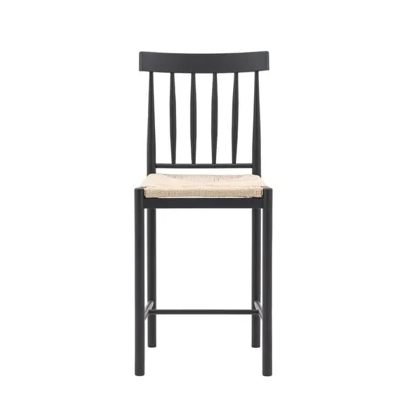 Set of 2 Bar Stools - Charcoal, Oak