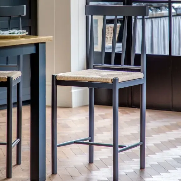 Set of 2 Bar Stools - Charcoal, Oak image