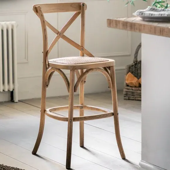 Set of 2 Bar Stools - Natural, Rattan image