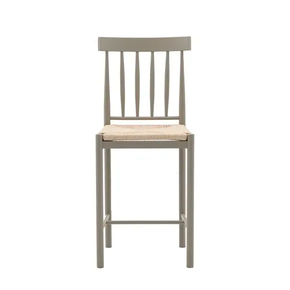Set of 2 Bar Stools - Taupe, Oak