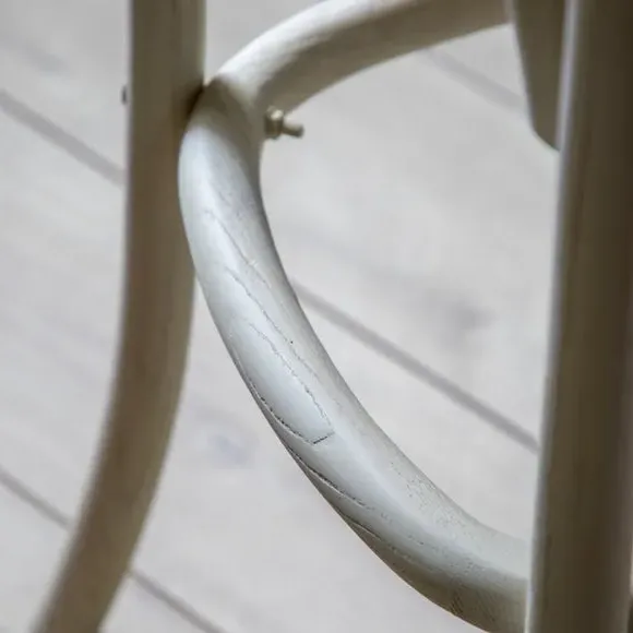 Set of 2 Bar Stools with Cross Back - White, Rattan