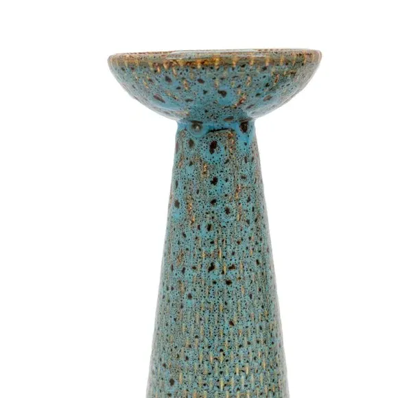 Set of 2 Candlestick Holders - Green, Ceramic