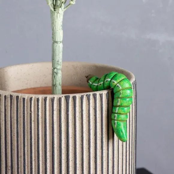 Set of 2 Caterpillar Pot Hangers - White, Polyresin