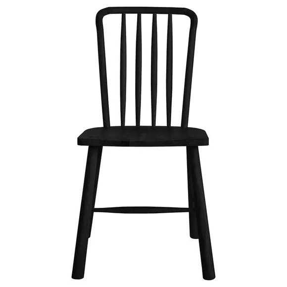 Set of 2 Dining Chairs - Black, Oak