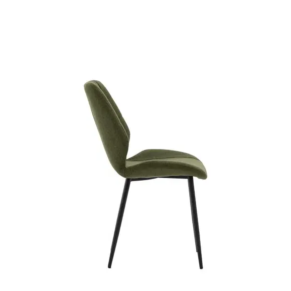 Set of 2 Dining Chairs - Bottle Green, Flatweave