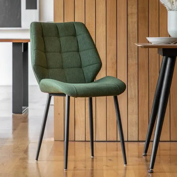 Set of 2 Dining Chairs - Bottle Green, Flatweave image