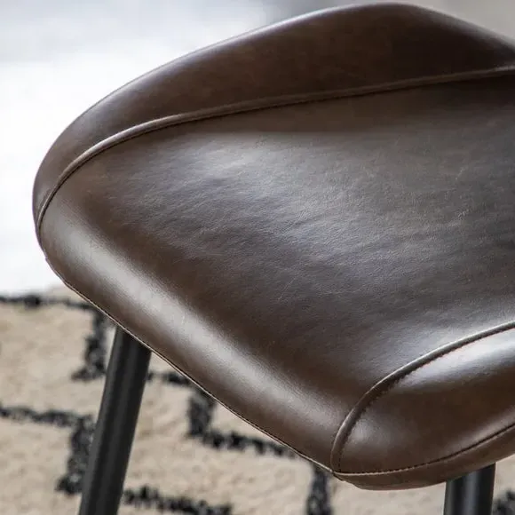 Set of 2 Dining Chairs - Brown, Faux Leather