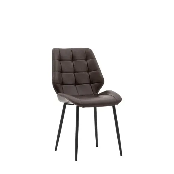 Set of 2 Dining Chairs - Brown, Faux Leather