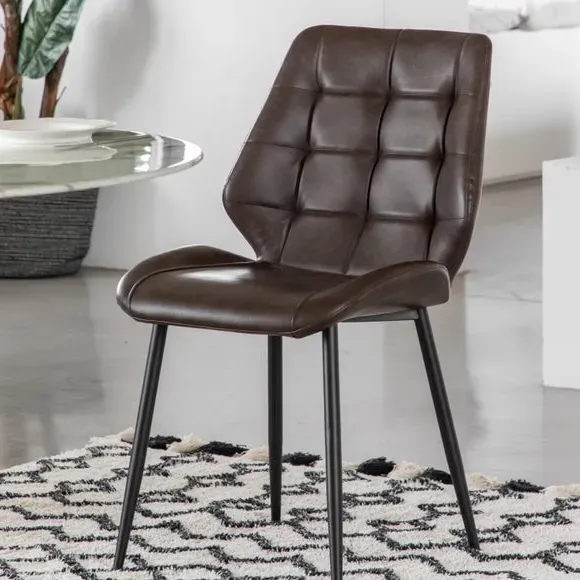 Set of 2 Dining Chairs - Brown, Faux Leather image