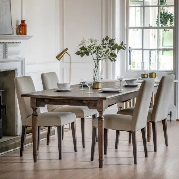 Set of 2 Dining Chairs - Brown, Linen