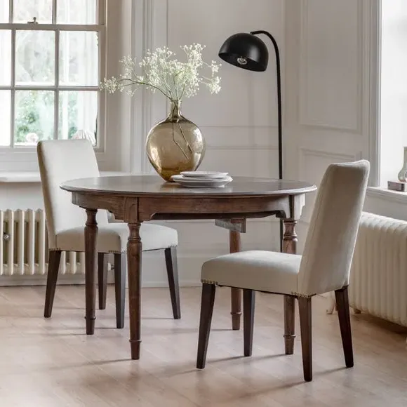 Set of 2 Dining Chairs - Brown, Linen