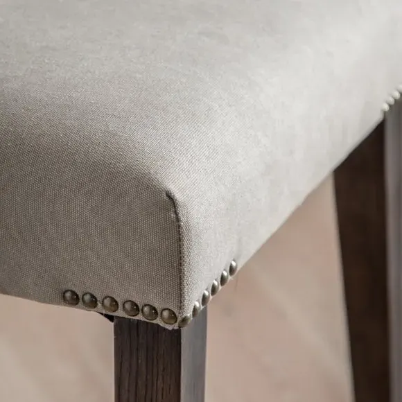 Set of 2 Dining Chairs - Brown, Linen