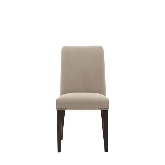Set of 2 Dining Chairs - Brown, Linen