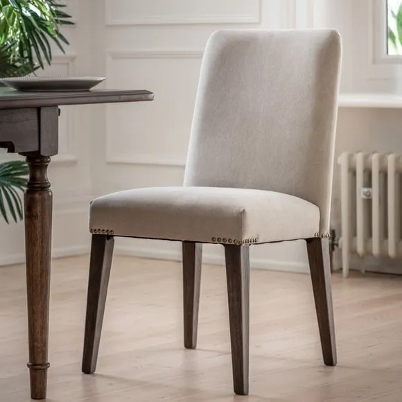 Set of 2 Dining Chairs - Brown, Linen image