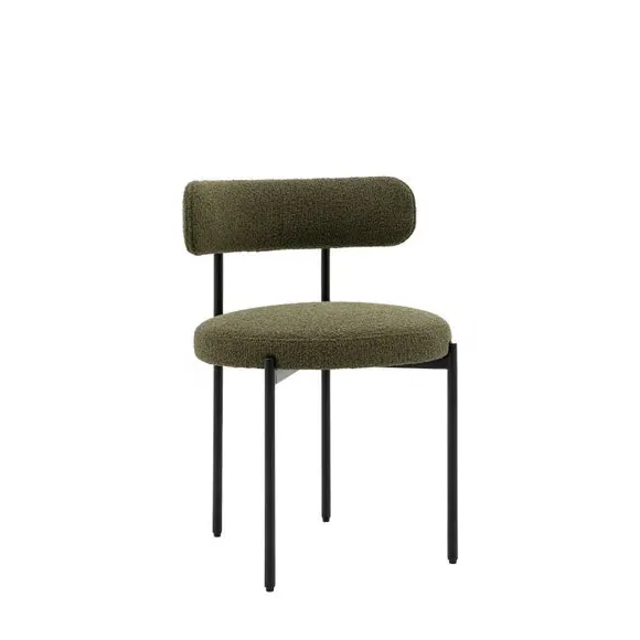 Set of 2 Dining Chairs - Green, Fabric