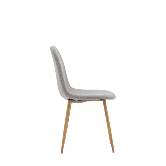 Set of 2 Dining Chairs - Light Grey, Fabric