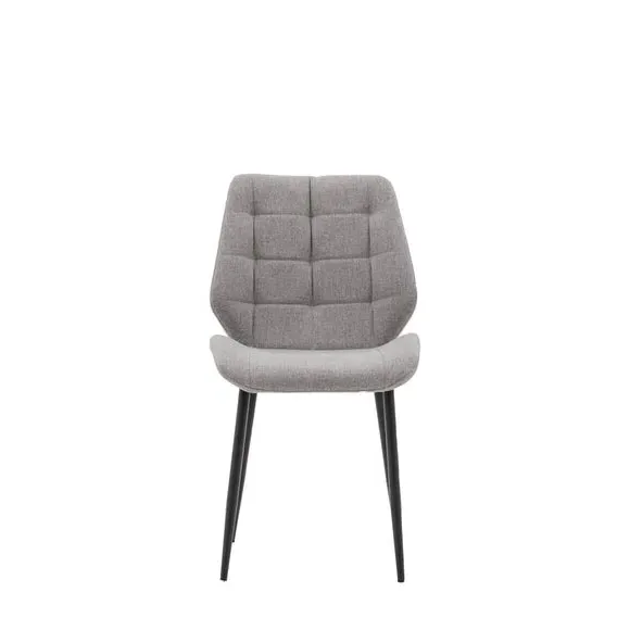 Set of 2 Dining Chairs - Light Grey, Flatweave