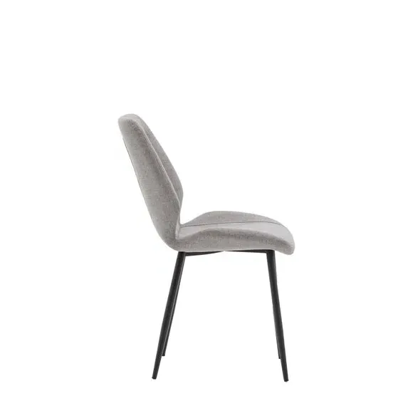 Set of 2 Dining Chairs - Light Grey, Flatweave