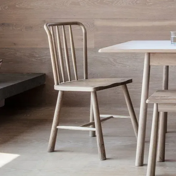Set of 2 Dining Chairs - Light Wood, Oak
