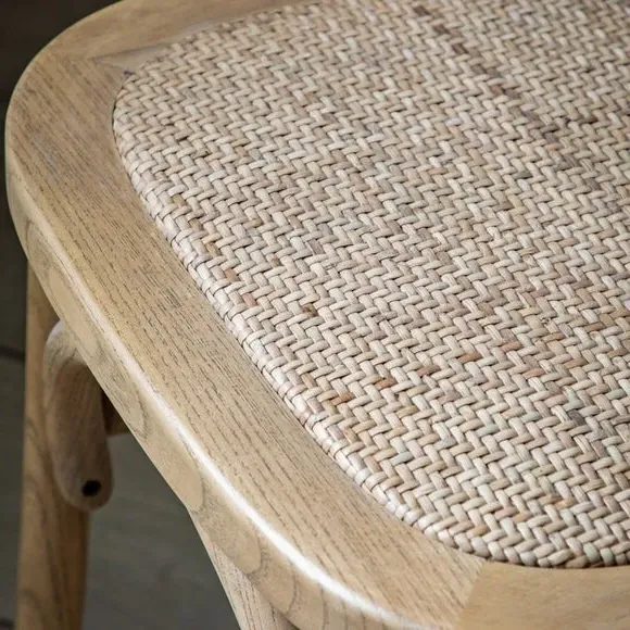 Set of 2 Dining Chairs - Natural, Oak & Rattan