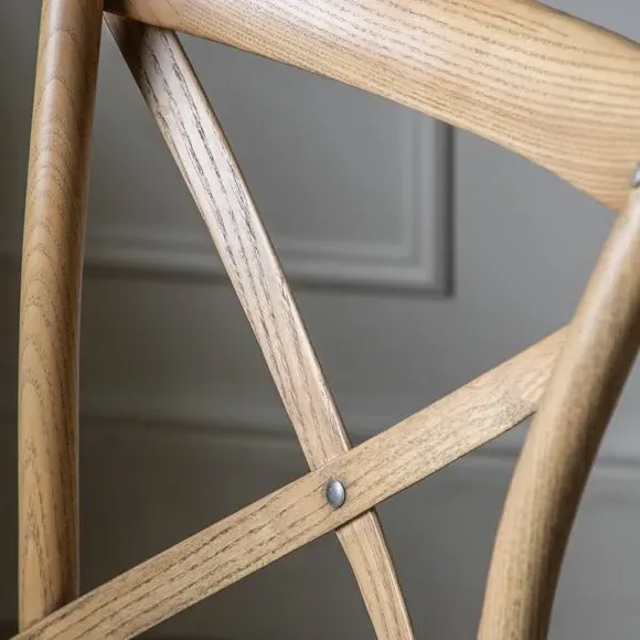 Set of 2 Dining Chairs - Natural, Oak & Rattan