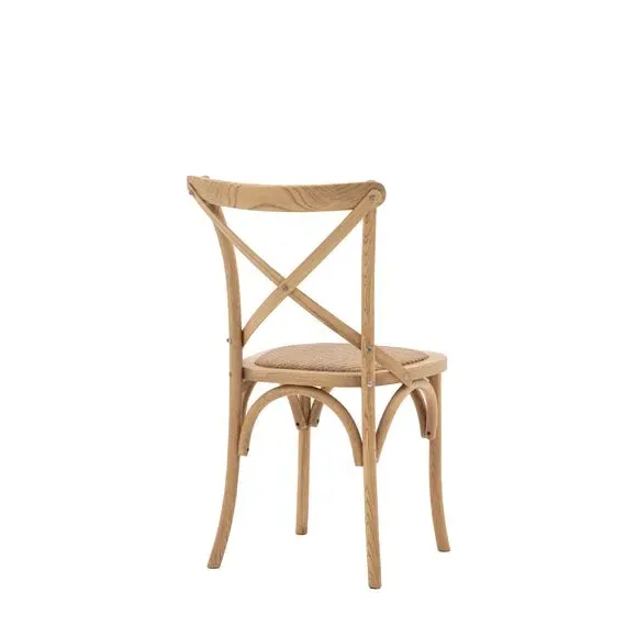 Set of 2 Dining Chairs - Natural, Oak & Rattan