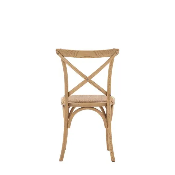 Set of 2 Dining Chairs - Natural, Oak & Rattan
