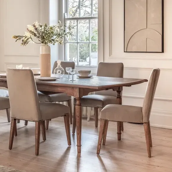 Set of 2 Dining Chairs - Natural, Velvet
