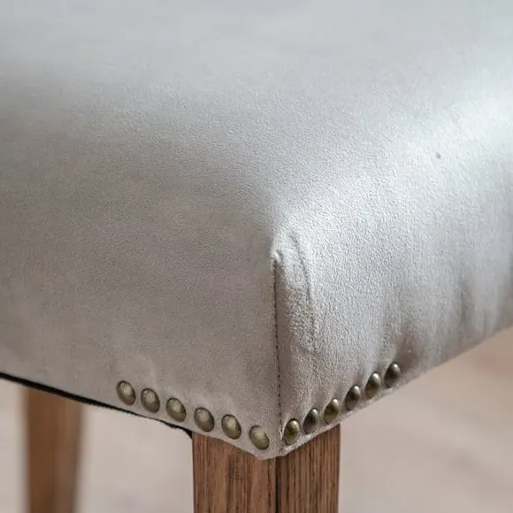 Set of 2 Dining Chairs - Natural, Velvet