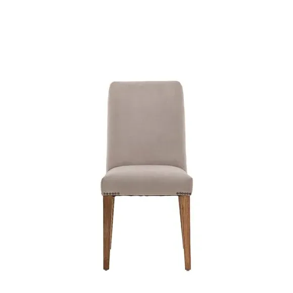 Set of 2 Dining Chairs - Natural, Velvet