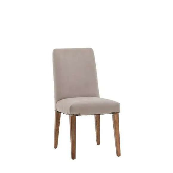 Set of 2 Dining Chairs - Natural, Velvet