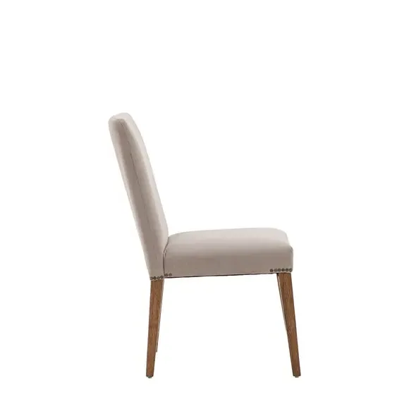 Set of 2 Dining Chairs - Natural, Velvet